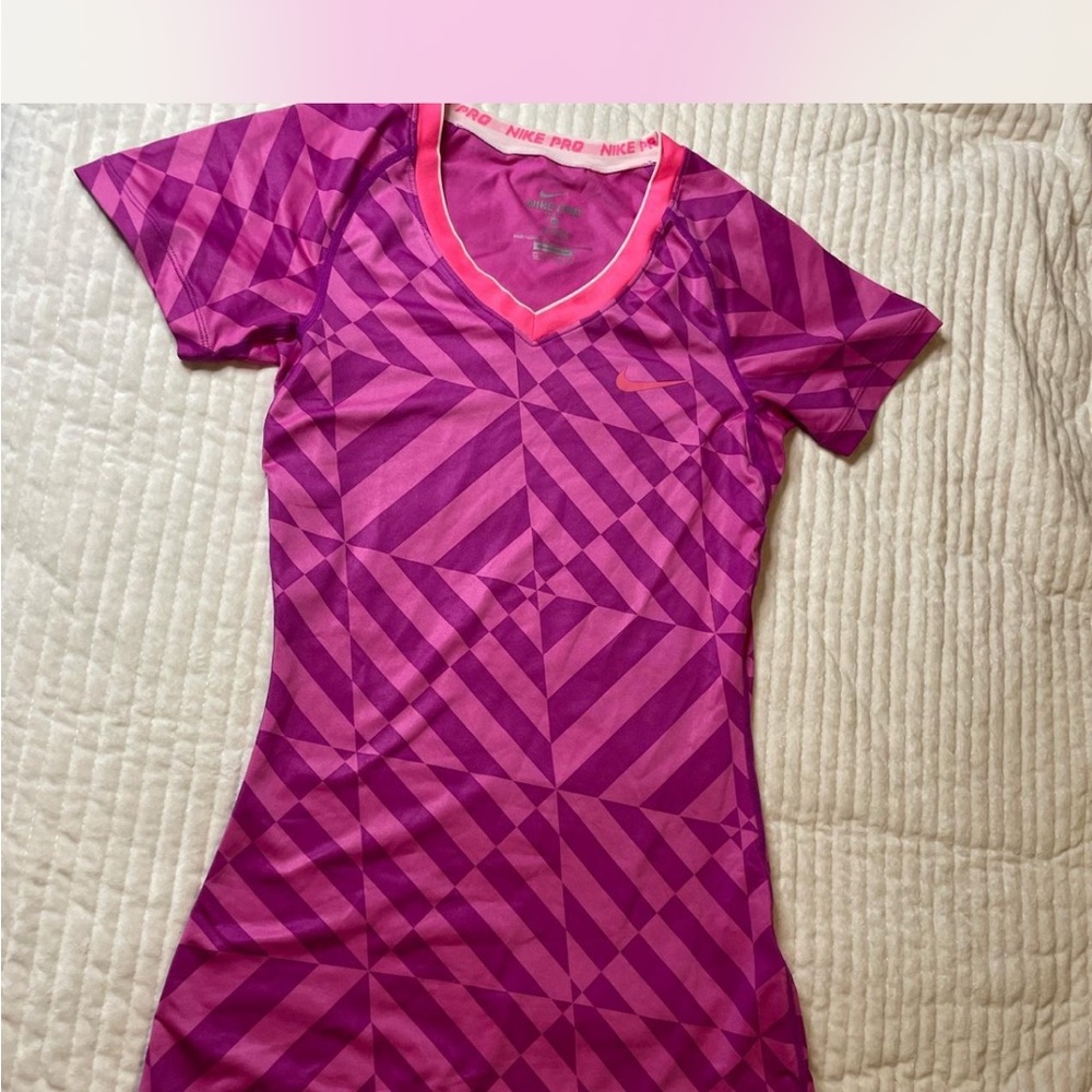 Nike DRI-FIT Pink Geometric Patterned Athletic Top